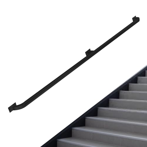 AEGCAOJH Wandmontiertes Treppenhandlaufhalterungsset, schwarz | Treppengeländerhandläufe für drinnen und draußen, industrielle Geländer aus Eisenrohren, Sicherheitshandlauf-Stützstange (Grö von AEGCAOJH