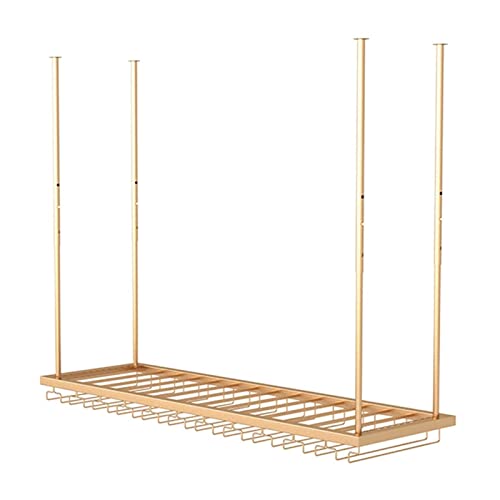 AEGCAOJH Weinregal-Flaschenhalter | Metallregale für Stielgläser | An der Decke hängende Lagerregale | Umgedrehter Weinbecherhalter | Verstellbare Höhe und Breite (Größe: 100 x 27 x 8 cm) von AEGCAOJH