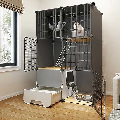Katzenkäfig für den Innenbereich, groß, DIY-Haushalt, mehrschichtiger Katzenkäfig aus Metall mit Katzentoilette, geeignet für 1–2 Katzen, Kleintiere, Katzenbedarf, Katzenkäfig zum Katzenkäfig für den Innenbereich, groß, DIY-Haushalt, mehrschichtiger Katzenkäfig aus Metall mit Katzentoilette, geeignet für 1–2 Katzen, Kleintiere, Katzenbedarf, Katzenkäfig zum von AEGCAOJH