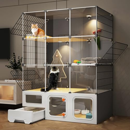 Katzenkäfige für den Innenbereich – Kätzchenkäfig für Hauskatzen, belüftet, atmungsaktiv, robust und langlebig, großer Auslauf, ideal für 1–2 Katzen (Farbe: Schwarz, Größe: 107 x 4 Katzenkäfige für den Innenbereich – Kätzchenkäfig für Hauskatzen, belüftet, atmungsaktiv, robust und langlebig, großer Auslauf, ideal für 1–2 Katzen (Farbe: Schwarz, Größe: 107 x 4 von AEGCAOJH