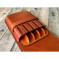 Dark Honey 5 Stiftemäppchen, Leder Stifteetui, Federmäppchen von AEGEANLEATHERCo