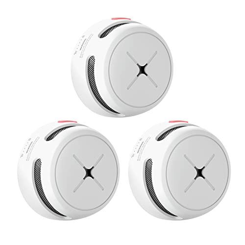 Rauchmelder 3er Set, AEGISLINK 10-Jahres Batterie Mini photoelektrischer Feuermelder, Brandmelder mit Test-/Stummschalt-Taste, Schwacher Batterie Warnung, S500 von AEGISLINK