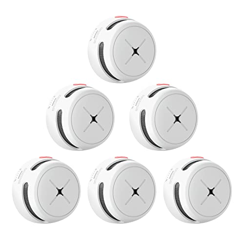 Rauchmelder 6er Set, AEGISLINK 10-Jahres Batterie Mini photoelektrischer Feuermelder, Brandmelder mit Test-/Stummschalt-Taste, Schwacher Batterie Warnung, S500 von AEGISLINK