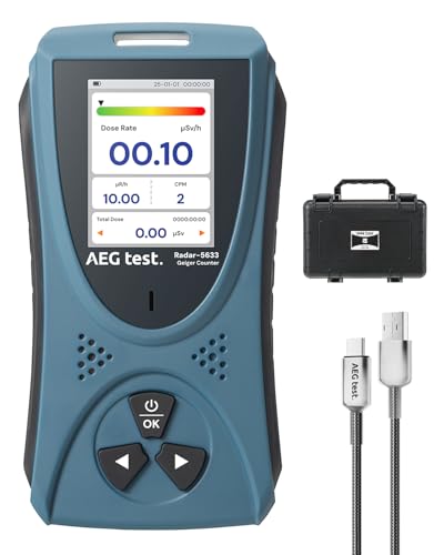 Geigerzähler AEGTEST Radar-5633 Nuklearstrahlen-Detektor mit LCD-Bildschirm, wiederaufladbares Dosimeter zur Erkennung von Strahlen Beta Gamma X, Messungen in CPM μSv/h μR/h μSv – Blau Geigerzähler AEGTEST Radar-5633 Nuklearstrahlen-Detektor mit LCD-Bildschirm, wiederaufladbares Dosimeter zur Erkennung von Strahlen Beta Gamma X, Messungen in CPM μSv/h μR/h μSv – Blau von AEGTEST