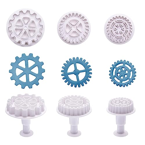 Ausstechformen für Kekse, Steampunk-Zahnräder, 3D-Getriebe, Keksstempel, Uhrrad, Kekse, Fondant, für Kuchen, Kekse, Dekoration, 3 Stück von AEGYPIUS