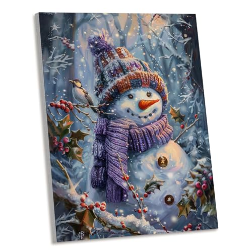 AEHIE Wandkunst, Vintage-Stil, Motiv: lila Schneemann, rustikaler Weihnachtsmann, Winterwald, Schneemann, gerahmte Leinwand, Wandkunst, gemütliche Winter-Weihnachtsdekoration für Zuhause, Schlafzimmer AEHIE Wandkunst, Vintage-Stil, Motiv: lila Schneemann, rustikaler Weihnachtsmann, Winterwald, Schneemann, gerahmte Leinwand, Wandkunst, gemütliche Winter-Weihnachtsdekoration für Zuhause, Schlafzimmer von AEHIE