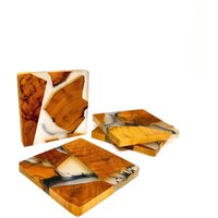 Set Untersetzer Für Trinkglas Aus Zedernholz Mit Epoxidharz, Handgefertigte Holzscheiben, Einzigartiges Geschenk von AEHolzdesign