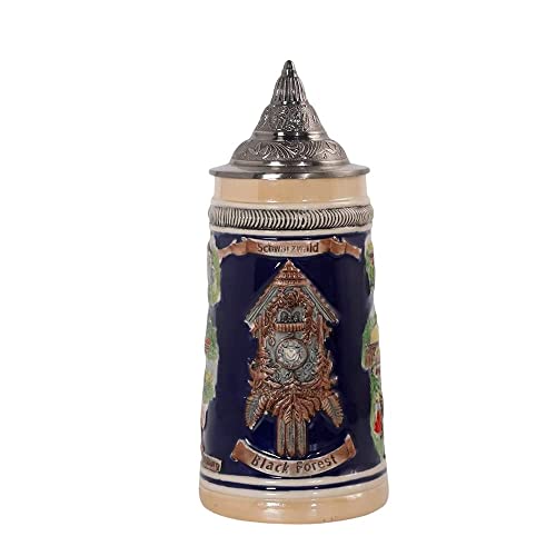 AEIDDRWAA Bierkrüge mit deckel Beer stein pewter lid Gl3D Trinkgeschirr Geprägter Bayerischer Biug Münchner Oktoberfest mit Matel Zinndeckel Krug Eagle Trinken Adler Metall Abzeiche 0.75L von AEIDDRWAA