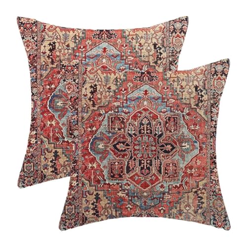 AEIOAE Boho-Kissenbezüge, 50,8 x 50,8 cm, Rot, Boho-Stil, Vintage-Stil, dekoratives Dekokissen, Outdoor, Leinen, quadratisch, Bauernhaus-Dekor, Retro-Kissenbezug für Zuhause, Couch, Sofa, 2 Stück AEIOAE Boho-Kissenbezüge, 50,8 x 50,8 cm, Rot, Boho-Stil, Vintage-Stil, dekoratives Dekokissen, Outdoor, Leinen, quadratisch, Bauernhaus-Dekor, Retro-Kissenbezug für Zuhause, Couch, Sofa, 2 Stück von AEIOAE