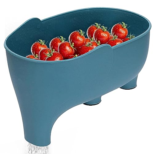 Elephant Sink Drainer Basket Cute Animal Kitchen Colander Strainer Drain Basket Multifunctional Dish Drainer for Draining Fruits VegetableFood Strainers von AEIOFU