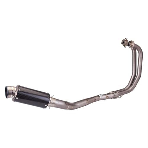 AEIOUPMMA Auspuff-Komplettsystem aus Titanlegierung, vorderes Verbindungsrohr mit Carbon-Schalldämpfer-Upgrade-Kit Für Yamaha YZF R3 R25 MT03 2015-2024(E) von AEIOUPMMA