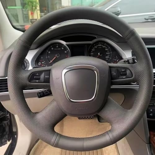 AEIOUPMMA Auto-Lenkradbezug, handgenäht, Mikrofaser-Leder für Audi A4 B7 B8 A6 C6 2004 2005-2011 Q5 2008-2012 Q7 von AEIOUPMMA