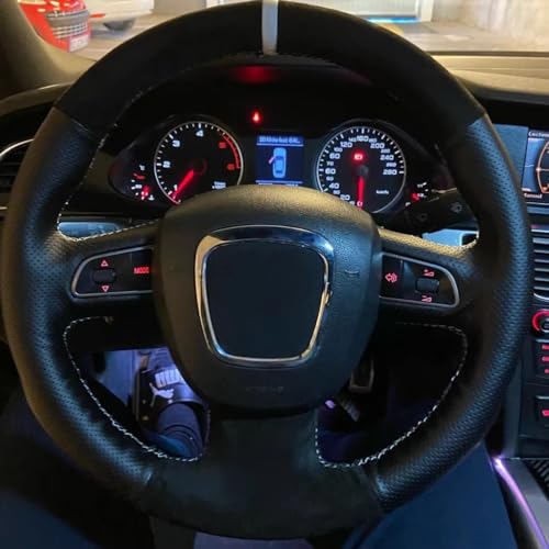 AEIOUPMMA Auto Lenkradbezug Wildleder für Audi A3 8P Sportback A4 B8 Avant A5 8T A6 C6 A8 D3 Q5 8R Q7 4L S3 S4 S5 für Seat Exeo von AEIOUPMMA