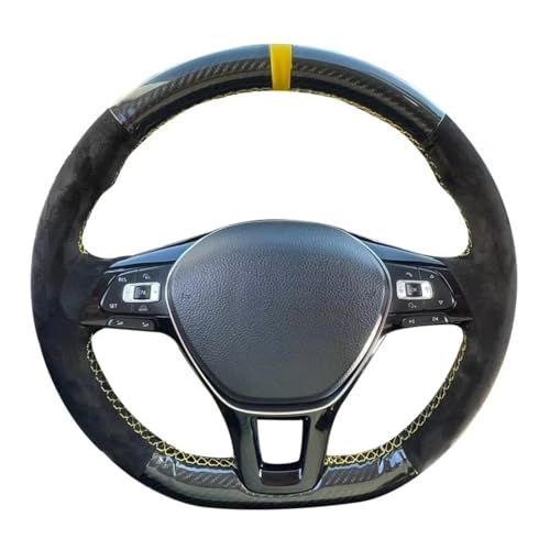 AEIOUPMMA Lenkradbezug aus Wildleder in Kohlefaseroptik für Volkswagen 7 Mk7 Touran Up Polo Jetta Passat B8 Tiguan von AEIOUPMMA