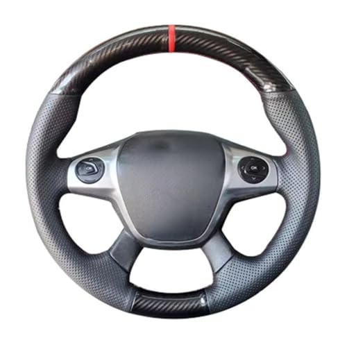 AEIOUPMMA Lenkradbezug aus geflochtenem Kohlefaser-Leder für Ford Focus 3 2012-2014 KUGA Escape 2013-2016 von AEIOUPMMA