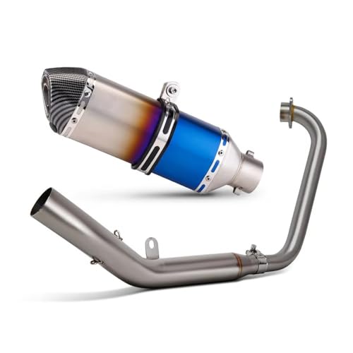 AEIOUPMMA Motorrad Auspuff Komplettsystem Edelstahl mit Wabenfront Link Pipe Connect Schalldämpfer Für Zontes ZT125 U1 G1 Z1 Z2 2021-2025(Type-E Half Blue) von AEIOUPMMA
