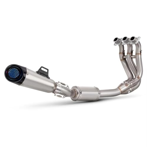 AEIOUPMMA Motorrad Auspuff Komplettsystem Vorne Verbindungsrohr Dreischichtiger Carbonkopf Schalldämpfer Escape Für Triumph Trident 660 2021-2024(A) von AEIOUPMMA