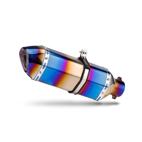 AEIOUPMMA Universal 51mm Motorrad Auspuff Burnt Blue Big Hexagon Schalldämpfer Rohr mit DB Killer Für CB1000R MT10 GSXR 1000 Ninja 1000(370) von AEIOUPMMA