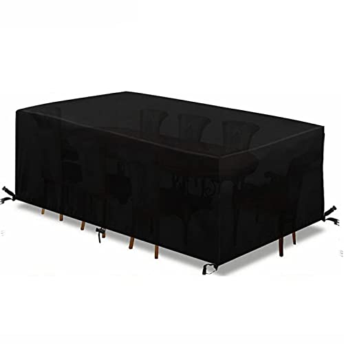 AEKDCL Abdeckung für Gartenmöbel Wasserdicht 190x140x90cm/LxWxH, Schwerlast 420D Oxford Gewebe Plane Schutzhülle Abdeckung, UV-Beständig/Winddicht Abdeckhülle für Gartenstühle Stapelstühle - Schwarz von AEKDCL