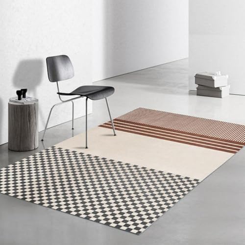AEKDCL Beige karierter Teppich für Wohnzimmer, B 180 × L 220 cm, maschinenwaschbar, weich, schmutzabweisend, Retro-Teppich, niedriger Flor, leichter Indoor-Teppich mit rutschfester Unterseite AEKDCL Beige karierter Teppich für Wohnzimmer, B 180 × L 220 cm, maschinenwaschbar, weich, schmutzabweisend, Retro-Teppich, niedriger Flor, leichter Indoor-Teppich mit rutschfester Unterseite von AEKDCL
