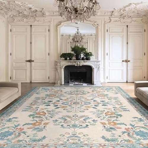 AEKDCL Blau Boho Teppich Wohnzimmer Schlafzimmer 180 x 280 cm, Kurzflor rutschfest Teppiche Weich, Waschbar, Vintage Blumenmuster Bodenteppich für Büro Esszimmer Kinderzimmer AEKDCL Blau Boho Teppich Wohnzimmer Schlafzimmer 180 x 280 cm, Kurzflor rutschfest Teppiche Weich, Waschbar, Vintage Blumenmuster Bodenteppich für Büro Esszimmer Kinderzimmer von AEKDCL