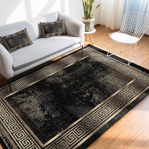 AEKDCL Böhmischer Goldene Spitze Teppich, 160 x 230 cm Teppich Wohnzimmer, Waschbar & rutschfest, Gästezimmerteppich Schlafzimmerteppich für Den Flur Im Wohnzimmer Büro Balkon von AEKDCL