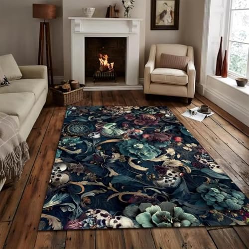 AEKDCL Böhmischer Totenkopf Gothic Teppich, 180 x 280 cm Teppich Wohnzimmer, Waschbar & rutschfest, Gästezimmerteppich Schlafzimmerteppich für Den Flur Im Wohnzimmer Büro Balkon AEKDCL Böhmischer Totenkopf Gothic Teppich, 180 x 280 cm Teppich Wohnzimmer, Waschbar & rutschfest, Gästezimmerteppich Schlafzimmerteppich für Den Flur Im Wohnzimmer Büro Balkon von AEKDCL