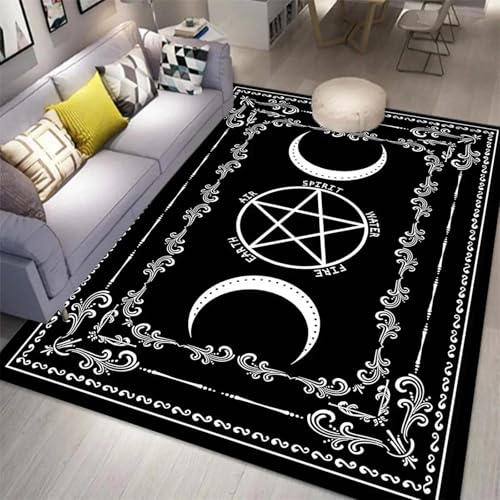 AEKDCL Boho Okkulter Halbmond Teppiche, 70 x 180 cm, Böhmischer Rutschfester Weicher Dekoratio Teppich, Super saugfähige Bodenmatte Pad Fußmatte Teppich für Schlafzimmer, Wohnzimmer, Gästezimmer von AEKDCL