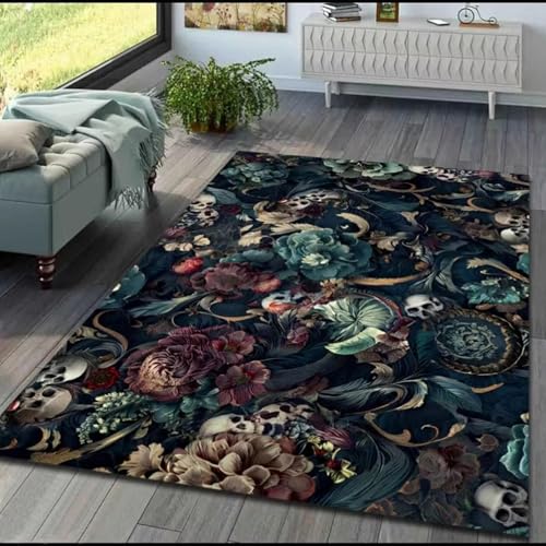 AEKDCL Boho Skull Snake Gothic Area Rugs, 80 x 150 cm, Böhmische rutschfeste weiche Decoratio Teppich, super saugfähige Bodenmatte Pad Fußmatte Teppich für Schlafzimmer, Wohnzimmer, Gästezimmer AEKDCL Boho Skull Snake Gothic Area Rugs, 80 x 150 cm, Böhmische rutschfeste weiche Decoratio Teppich, super saugfähige Bodenmatte Pad Fußmatte Teppich für Schlafzimmer, Wohnzimmer, Gästezimmer von AEKDCL