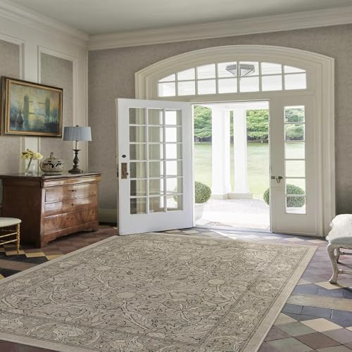 AEKDCL Creme Boho Teppich Wohnzimmer Schlafzimmer 60 x 90 cm, Kurzflor rutschfest Teppiche Weich, Waschbar, Vintage Blumenmuster Bodenteppich für Büro Esszimmer Kinderzimmer von AEKDCL