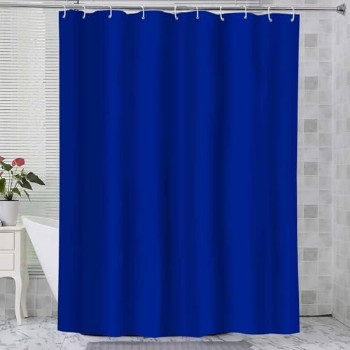 AEKDCL Duschvorhang Überlänge Dunkelblau 90x220cm/35x87in(WxH) Schwerer Badvorhang aus Stoff Waschbar Schimmelresistent Wasserdicht PEVA Duschvorhang für Dusche und Badewanne mit Duschvorhängeringen von AEKDCL