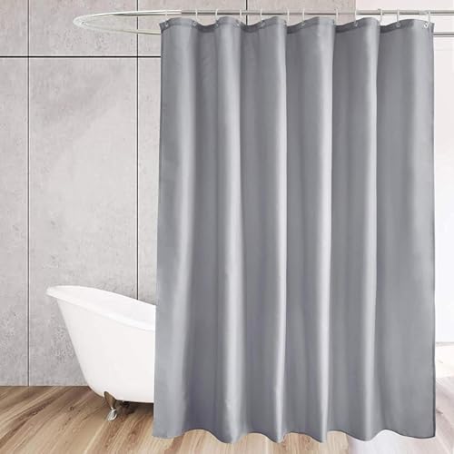AEKDCL Duschvorhang Überlänge Hellgrau 90x220cm/35x87in(WxH) Schwerer Badvorhang aus Stoff Waschbar Schimmelresistent Wasserdicht PEVA Duschvorhang für Dusche und Badewanne mit Duschvorhängeringen von AEKDCL