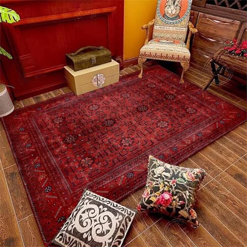 AEKDCL Maschinenwaschbarer Teppich mit Rutschfester Unterseite 180 x 280 cm, Multi Red Vintage Orientalischer Boho-Teppich, Persische Tribal-Textur für Küche, Schlafzimmer, Esszimmer, Wohnzimmer von AEKDCL