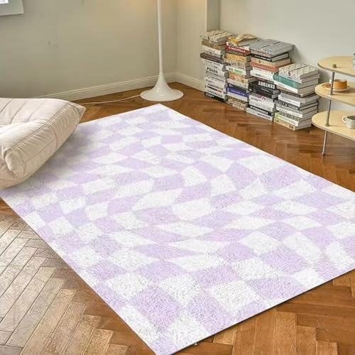 AEKDCL Teppich für Wohnzimmer, quadratisch, 70 x 120 cm, maschinenwaschbar, weich, schmutzabweisend, Retro-Teppich, niedriger Flor, leicht, für den Innenbereich, mit rutschfester Unterseite, Violett AEKDCL Teppich für Wohnzimmer, quadratisch, 70 x 120 cm, maschinenwaschbar, weich, schmutzabweisend, Retro-Teppich, niedriger Flor, leicht, für den Innenbereich, mit rutschfester Unterseite, Violett von AEKDCL