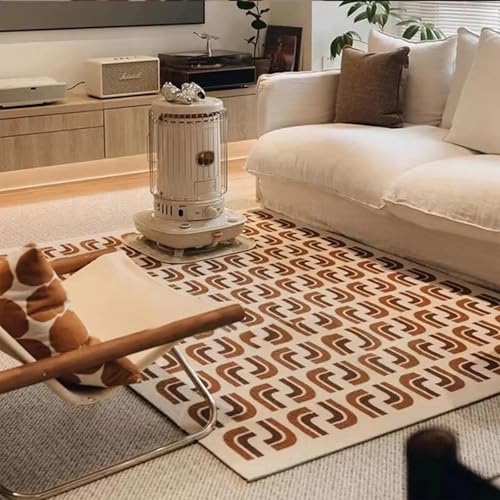 AEKDCL Teppich für Wohnzimmer 100 x 150 cm (Rechteckig), Creme Labyrinth Design, Moderner Weicher Kinderteppich, Flauschig Weicher und GemüTlicher Carpet für Eingangsbereich, Küche, Wohnheim von AEKDCL
