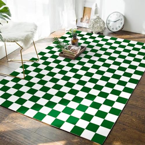 AEKDCL Teppich für Wohnzimmer 40 x 60 cm (Rechteckig), Grünes Schachbrettmuster, Moderner Weicher Kinderteppich, Flauschig Weicher und GemüTlicher Carpet für Eingangsbereich, Küche, Wohnheim von AEKDCL