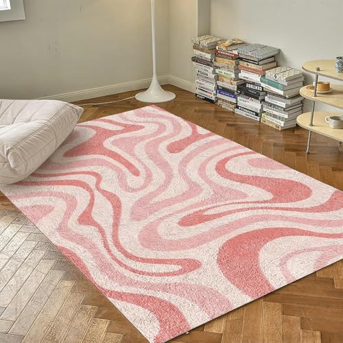 AEKDCL Teppich für Wohnzimmer 60 x 120 cm (Rechteckig), Rose Gewellt Muster, Moderner Weicher Kinderteppich, Flauschig Weicher und GemüTlicher Carpet für Eingangsbereich, Küche, Wohnheim von AEKDCL