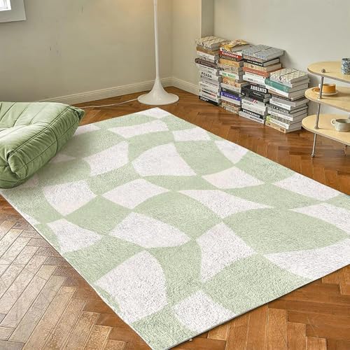 AEKDCL Teppich für Wohnzimmer 80 x 120 cm (Rechteckig), Grüner Blöcke Muster, Moderner Weicher Kinderteppich, Flauschig Weicher und GemüTlicher Carpet für Eingangsbereich, Küche, Wohnheim von AEKDCL