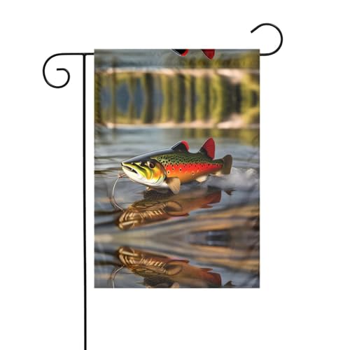 AEKGOHP Brook Forelle Fliegenfischen Drucke Garten Fahnenmast Outdoor Hof Dekoration doppelseitig 30,5 x 45,7 cm von AEKGOHP