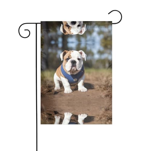 AEKGOHP Englische Bulldoggen Drucke Gartenflaggenmast Outdoor Hofdekoration doppelseitig 30,5 x 45,7 cm von AEKGOHP