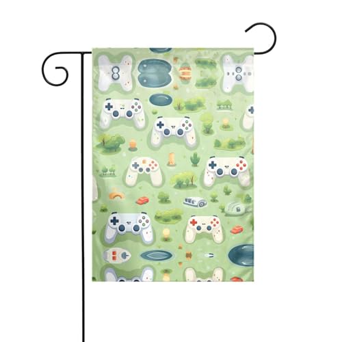 AEKGOHP Gamepad im Gras druckt Gartenflaggenmast Outdoor Hofdekoration doppelseitig 30,5 x 45,7 cm von AEKGOHP