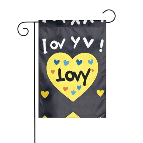 AEKGOHP Gartenflaggenmast mit Aufschrift "Love you with all my heart", doppelseitig, 30,5 x 45,7 cm von AEKGOHP