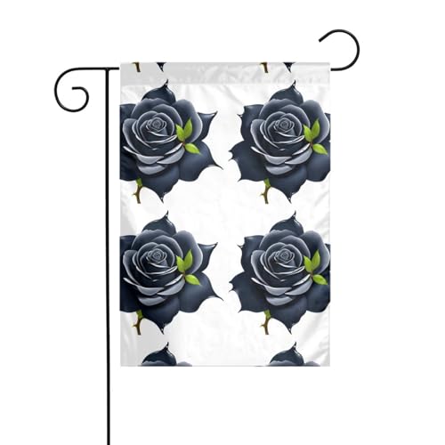 AEKGOHP Gartenflaggenmast mit Wassertropfen-Motiv und dunkler Rose, doppelseitig, 30,5 x 45,7 cm von AEKGOHP