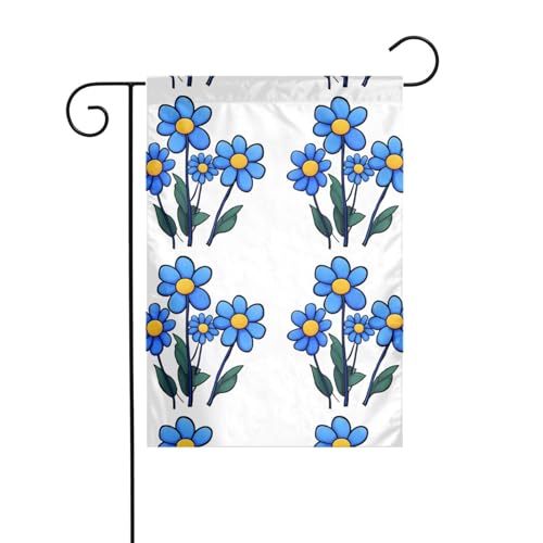 AEKGOHP Gartenflaggenmast mit drei kleinen blauen Blumen, doppelseitig, 30,5 x 45,7 cm von AEKGOHP