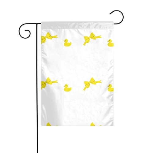 AEKGOHP Gartenflaggenmast mit gelber Ente mit Schleife, doppelseitig, 30,5 x 45,7 cm von AEKGOHP