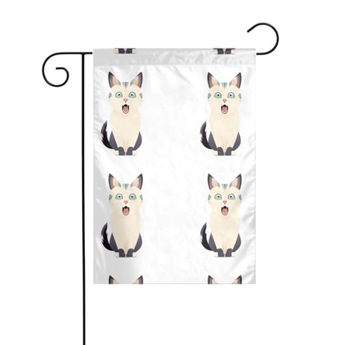 AEKGOHP Gartenflaggenmast mit schüchternen Angstkatzen, doppelseitig, 30,5 x 45,7 cm von AEKGOHP