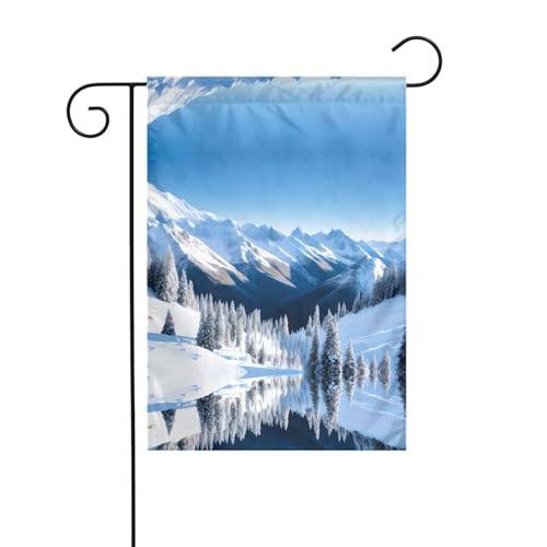 AEKGOHP Gartenflaggenmast mit verschneiten Berglandschaften, doppelseitig, 30,5 x 45,7 cm von AEKGOHP