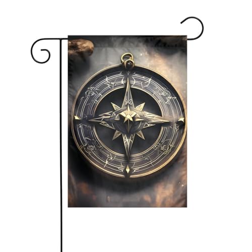 AEKGOHP Magical Design Nordische Runen Kompass Drucke Garten Fahnenmast Outdoor Hof Dekoration doppelseitig 30,5 x 45,7 cm von AEKGOHP