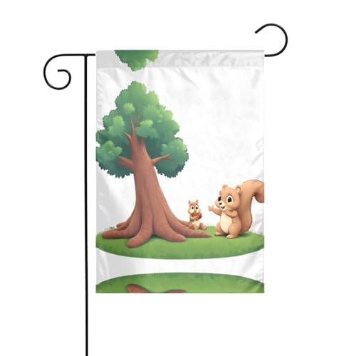 AEKGOHP Neugieriges kleines Eichhörnchen druckt Gartenflaggenmast Outdoor Hofdekoration doppelseitig 30,5 x 45,7 cm von AEKGOHP
