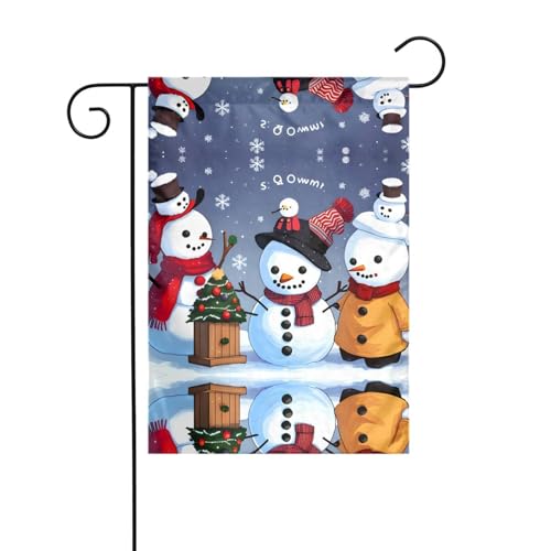 AEKGOHP Q-Version Schneemann Drucke Garten Fahnenmast Outdoor Hof Dekoration doppelseitig 30,5 x 45,7 cm von AEKGOHP